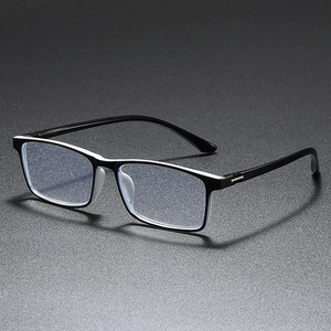Lightweight TR90 square reading glasses with black and white frame for men and women