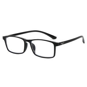 Classic black TR90 rectangular reading glasses with anti-blue light clear lenses