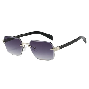 Rimless Sunglasses Metal Frame UV Protection Geometric Rectangle Vintage Fashion Eyewear For Men And Women Trendy Style