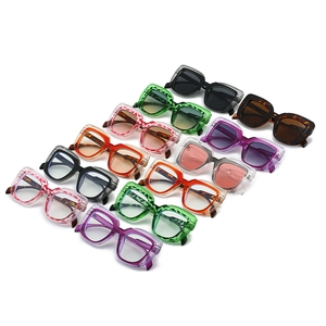 Fashionable square frame sunglasses and clear lenses in vibrant assorted colors