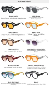 Vertical textured double-bridge retro sunglasses in various trendy colors and tinted lenses