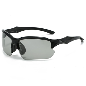 Lunettes de soleil sport polarisées avec monture demi-cerclée noire pour cyclisme et course