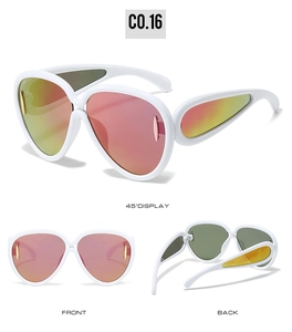 White oversized sunglasses with gradient lenses and streamlined cutout design temples
