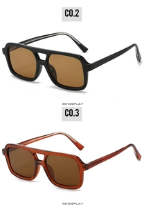Detailed 45-degree view of square retro sunglasses with metal core temples and brown lenses