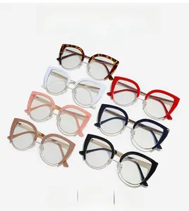 Cat-eye glasses collection in seven colors with premium semi-rimless gold metal frames