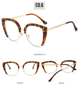 Three views of cat-eye glasses with tortoiseshell frames and gold metal temples