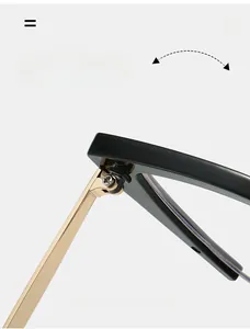 Detail shot of durable metal hinge on cat eye semi-rimless glasses for smooth folding