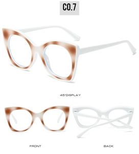 Vue en trois angles de lunettes œil de chat blanches avec détails en écaille de tortue