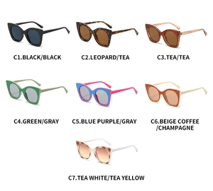 Collection détaillée de lunettes de soleil œil de chat en sept coloris de montures