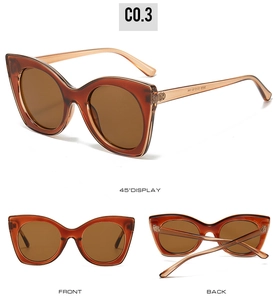 Vues détaillées de lunettes de soleil œil de chat ambre sous plusieurs angles précis