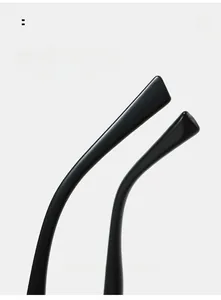 Detail of curved black sunglasses temples designed for maximum wearing comfort