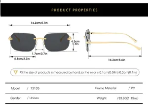 Tableau des tailles détaillé pour lunettes de soleil carrées sans monture avec léopard
