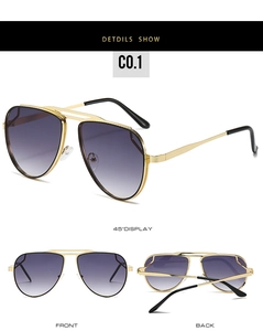 Classic gold aviator sunglasses featuring purple gradient lenses and double bridge details