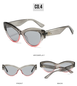 Detailed views of gradient cat-eye sunglasses featuring golden LH temple branding