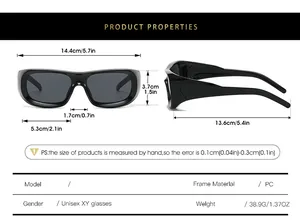 Size chart showing dimensions for rectangle sunglasses including frame width and lens height
