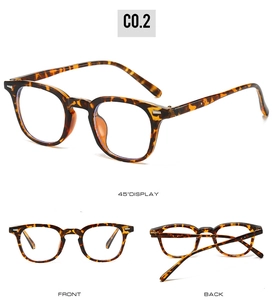 Detailed views of vintage tortoiseshell square frame glasses with anti-blue light lenses