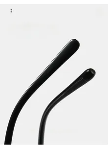 Detail of ergonomic curved black glasses legs for comfortable anti-blue light wear