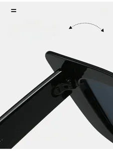 Macro view of durable metal hinge connection and serial number on cat eye sunglasses
