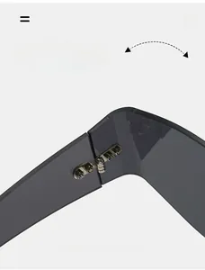 Detail of durable silver metal hinge on gray translucent jelly frame sunglasses
