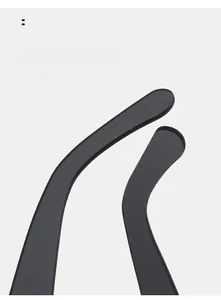 Detail of ergonomic curved black glasses legs for comfortable wear with XY logo