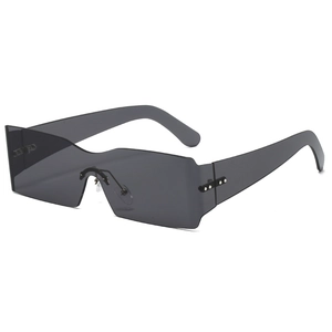 Oversized Rimless Rectangle Sunglasses PC One Piece Lens UV400 Protection Y2K Retro Cyberpunk Fashion Unisex