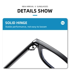 Detail view of the durable metal hinge and precision screw on black square glasses frames