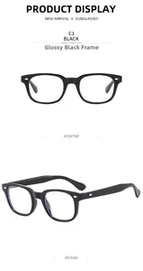 Boston style glossy black frame glasses with silver diamond rivets and plain lenses