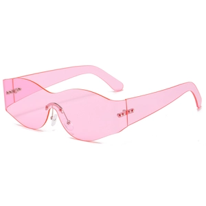 Rimless Sunglasses Integrated Wavy Edge PC Lens UV400 Protection Fashion Y2K Trendy Hip Hop Eyewear For Unisex
