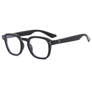 Retro Square Eyeglasses Frame For Men Anti Blue Light PC Thick Frame Rivets Fashion Optical Glasses