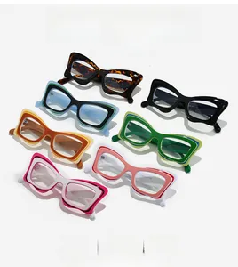 Matrix view of trendy cat-eye glasses frames in multiple colors and layered structures