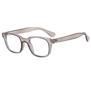 Square blue light blocking glasses in transparent grey tea color for men and women