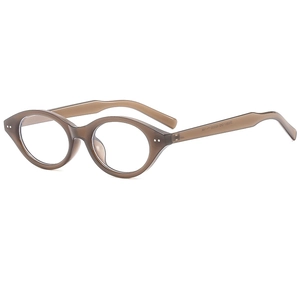Classic oval tortoiseshell glasses frame with minimalist studs and clear lenses