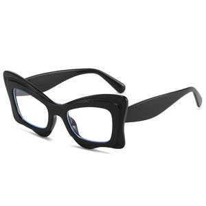 Stylish oversized cat eye blue light blocking glasses in glossy black finish frame