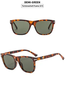 Detailed view of demi-green tortoise sunglasses frame with high-quality G15 lenses