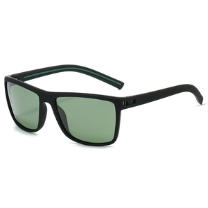 Polarized sports sunglasses with black carbon fiber texture frame and dark green lenses