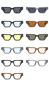 Plusieurs couleurs de lunettes de soleil carrées à monture épaisse avec rivets rétro