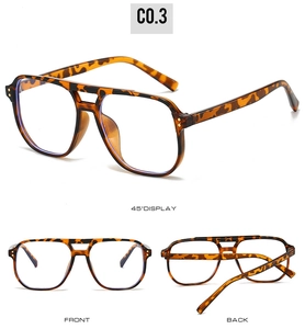 Three views of tortoise pilot glasses frame with double bridge design from multiple angles
