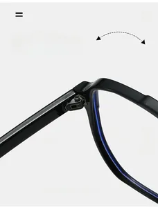 Macro view of durable metal hinge on black square eyeglass frames with reinforced screws