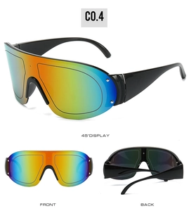 Three views of sports sunglasses with polarized gradient lenses and black frames