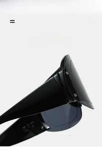 Detail of lightweight super elastic black frame sunglasses with textured material finish