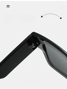 Macro detail of high-quality metal hinge and durable black glossy frame of sunglasses