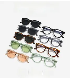 Collection of retro oval sunglasses in nine colors including tortoiseshell and clear frames