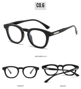 Three perspectives showing front, back, and 45-degree views of retro oval sunglasses