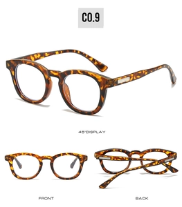 Detailed multi-angle views of retro oval leopard print sunglasses in C0.9 color