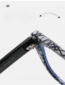 Detail of durable metal hinge on TR90 glasses frame with black and white grid texture