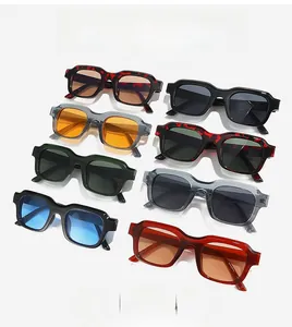 Collection of square frame sunglasses in various colors including tortoiseshell and black