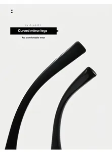 Close-up of curved glossy black temples of polygon sunglasses for comfortable wear