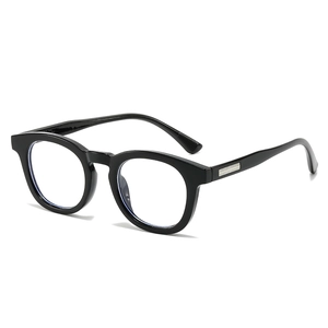 Retro black oval sunglasses with polished frame and silver metal accents on the temple