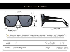 Dimensions détaillées des lunettes de soleil de sport avec monture en PC