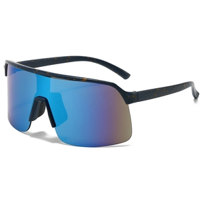 Outdoor sports cycling sunglasses with blue frame, yellow splash pattern and colorful lenses